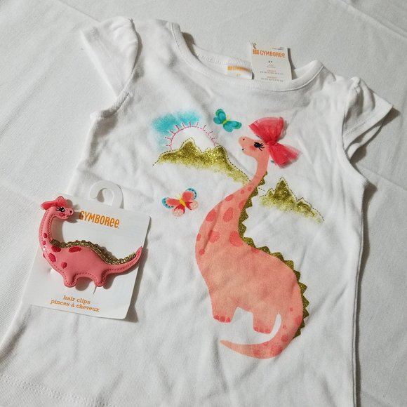 Gymboree Butterfly Catcher Dino Hair Clip Outlet 2T Shirt NWT - Picture 3 of 4